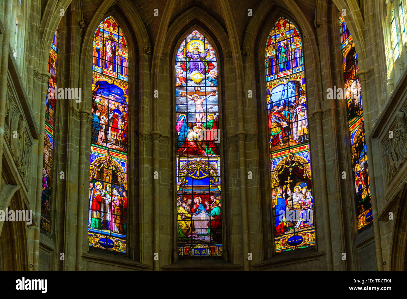 stained glass windows of the SaintLouis Cathedral in Blois. Loire and