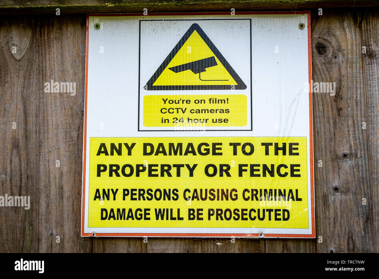 Warning Notice Against Damage to Property or Fencing CCTV In Operation