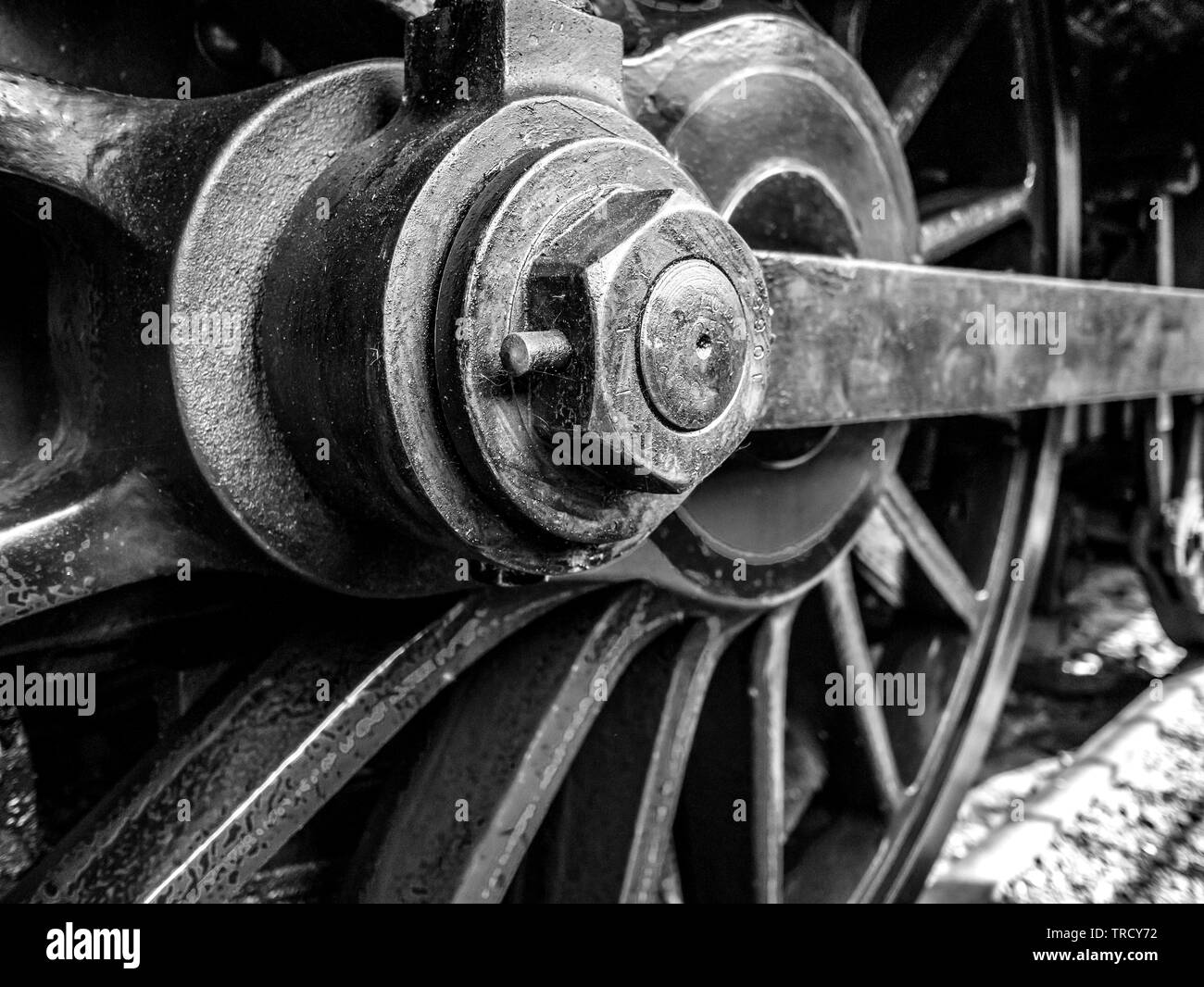 Steam train drive wheel Stock Photo