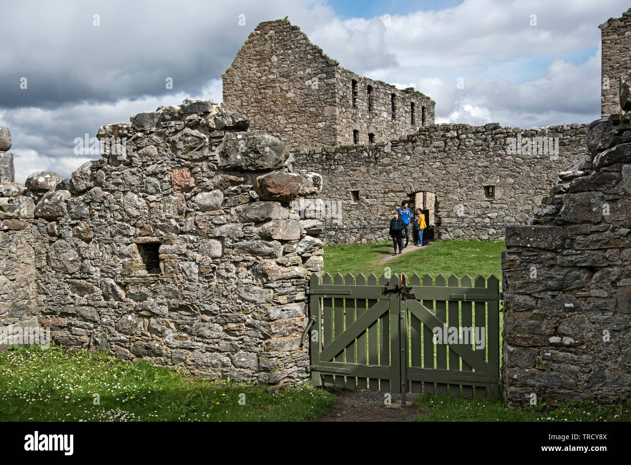View of Ruthven Barracks from the Stables, both now ruins and owned by Historic Scotland, near Kingussie in Cairngorms National Park, Scotland, UK. Stock Photo