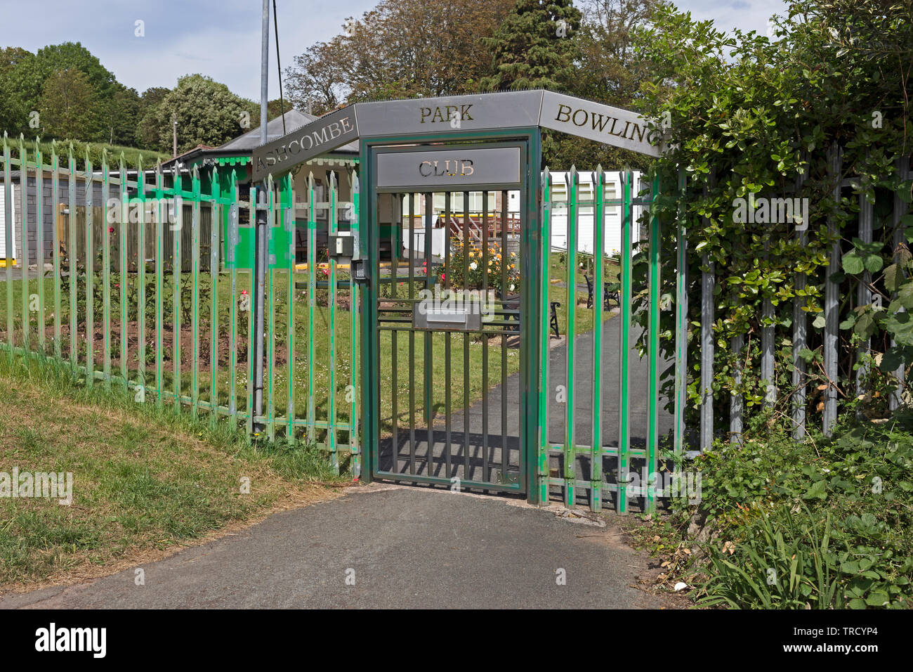 The entrance to Ashcombe Park Bowling Club in Weston-super-Mare, UK. Stock Photo