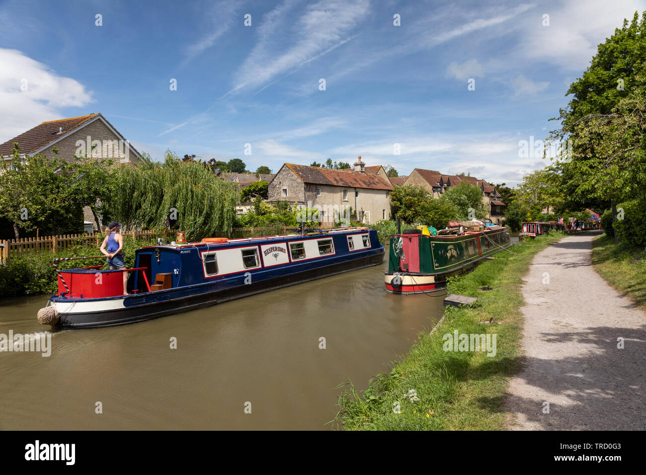 Canal boats on the Kennet and Avon Canal, Bradford on Avon, Wiltshire, England, UK Stock Photo