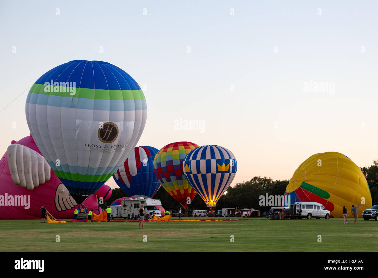 Balloon glow at the 2019 Villages Polo Club Hot Air Balloon Festival Stock Photo