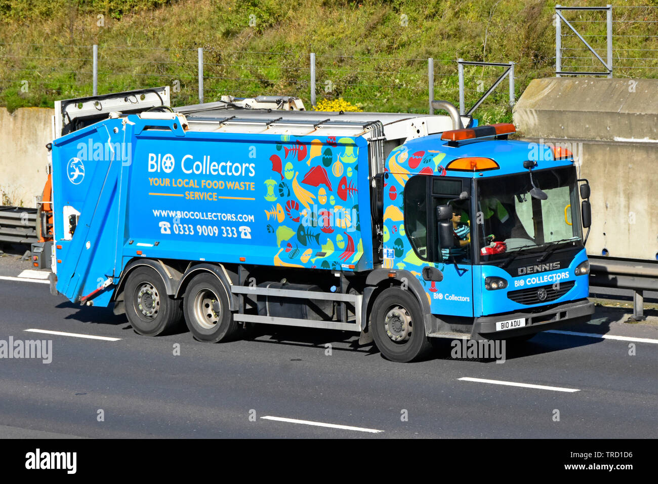 Lorry truck for food waste collection & delivery to recycling biogas plant via anaerobic digestion operated by Bio Collectors Ltd London England UK Stock Photo