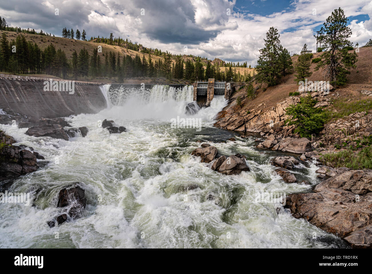 Little Falls Dam On The Spokane River Stock Photo Alamy