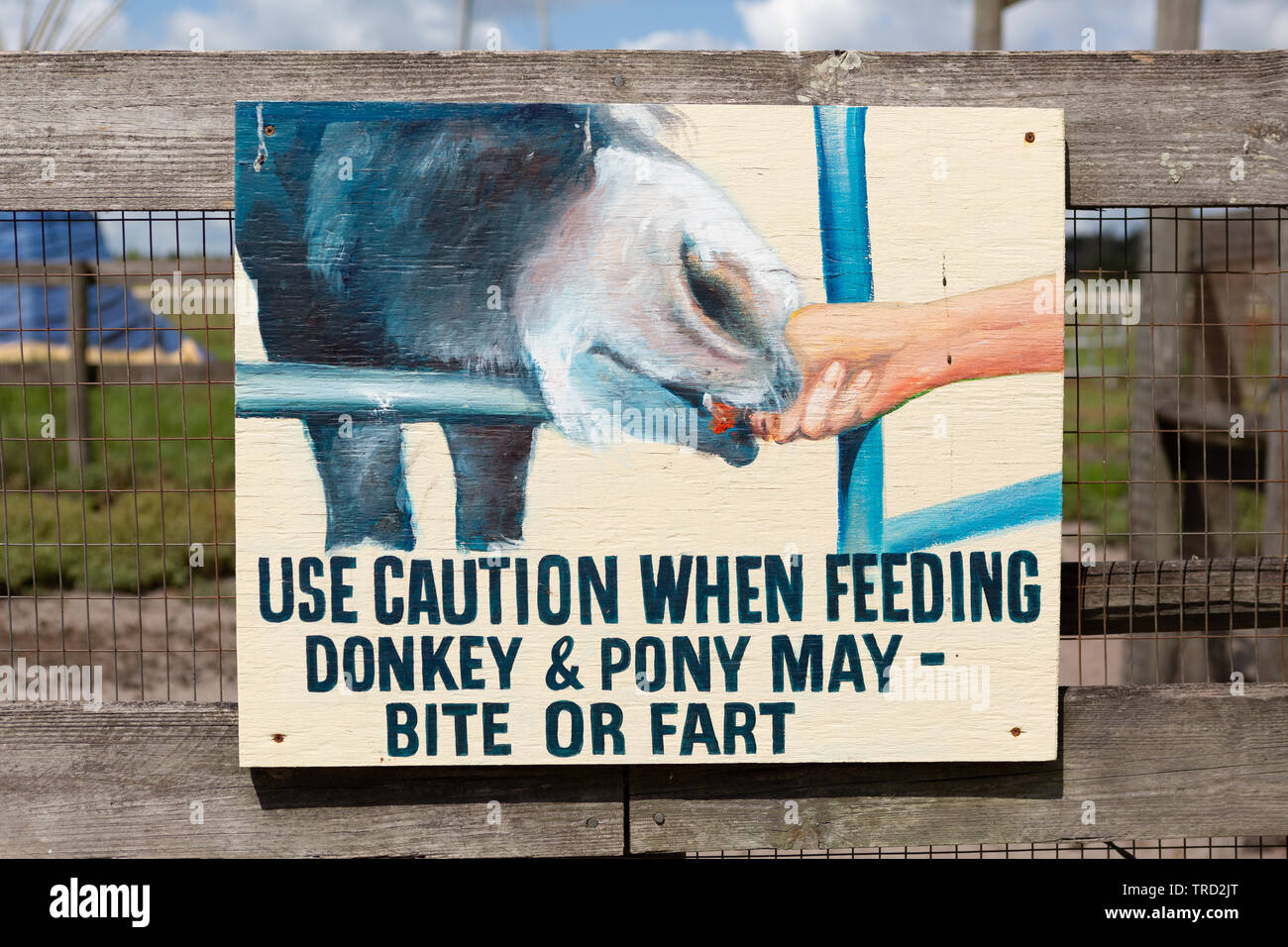 Humorous animal feeding sign, Showcase of Citrus Florida Stock Photo