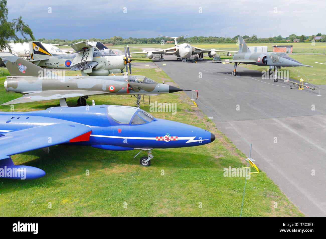 A collection of historic aircraft  at Yorkshire Air Museum Stock Photo