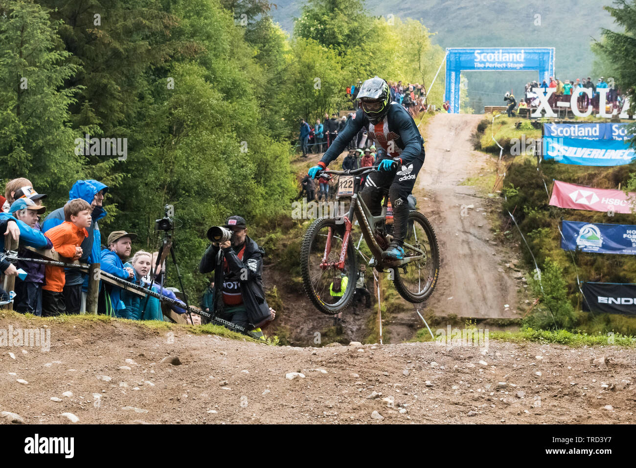 Mitch Ropelato racing in the UCI Mountain Bike World Cup 2019 Stage 2 elite men's final, Fort William, Scotland, UK Stock Photo