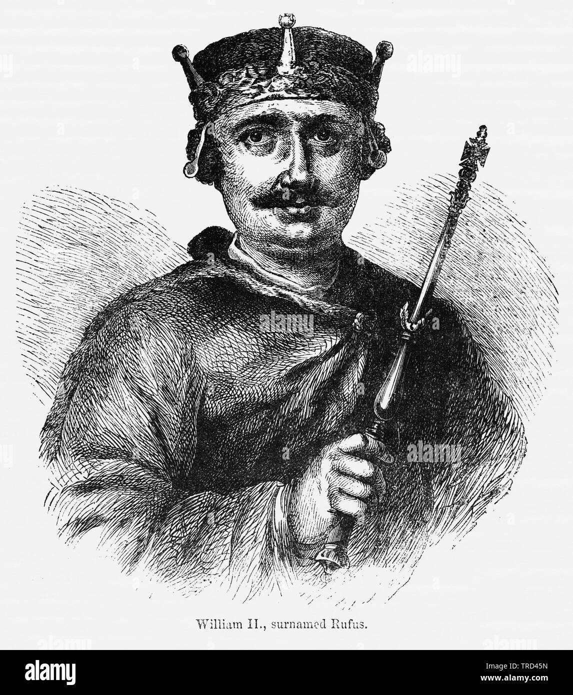 William II., surnamed Rufus, Illustration from John Cassell's Illustrated History of England, Vol. I from the earliest period to the reign of Edward the Fourth, Cassell, Petter and Galpin, 1857 Stock Photo