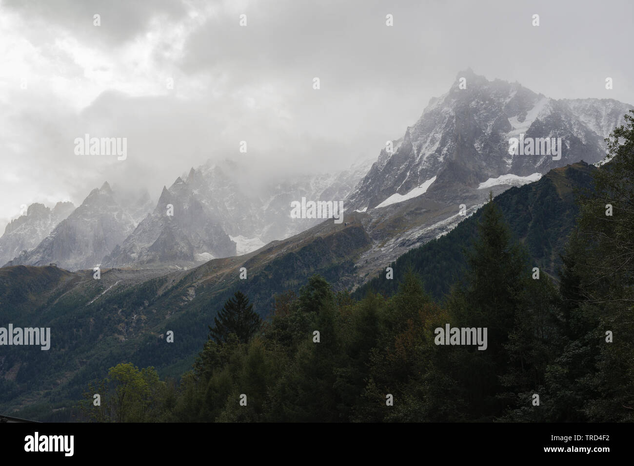 Rainy Day at French Alps, Chamonix, French Alps, Savoy, France, Europe Stock Photo