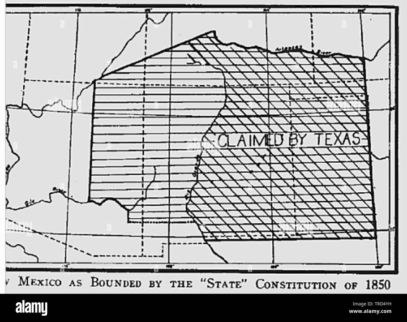 Proposed boundaries for the earlier federal State of New Mexico, 1850 Stock Photo - Alamy