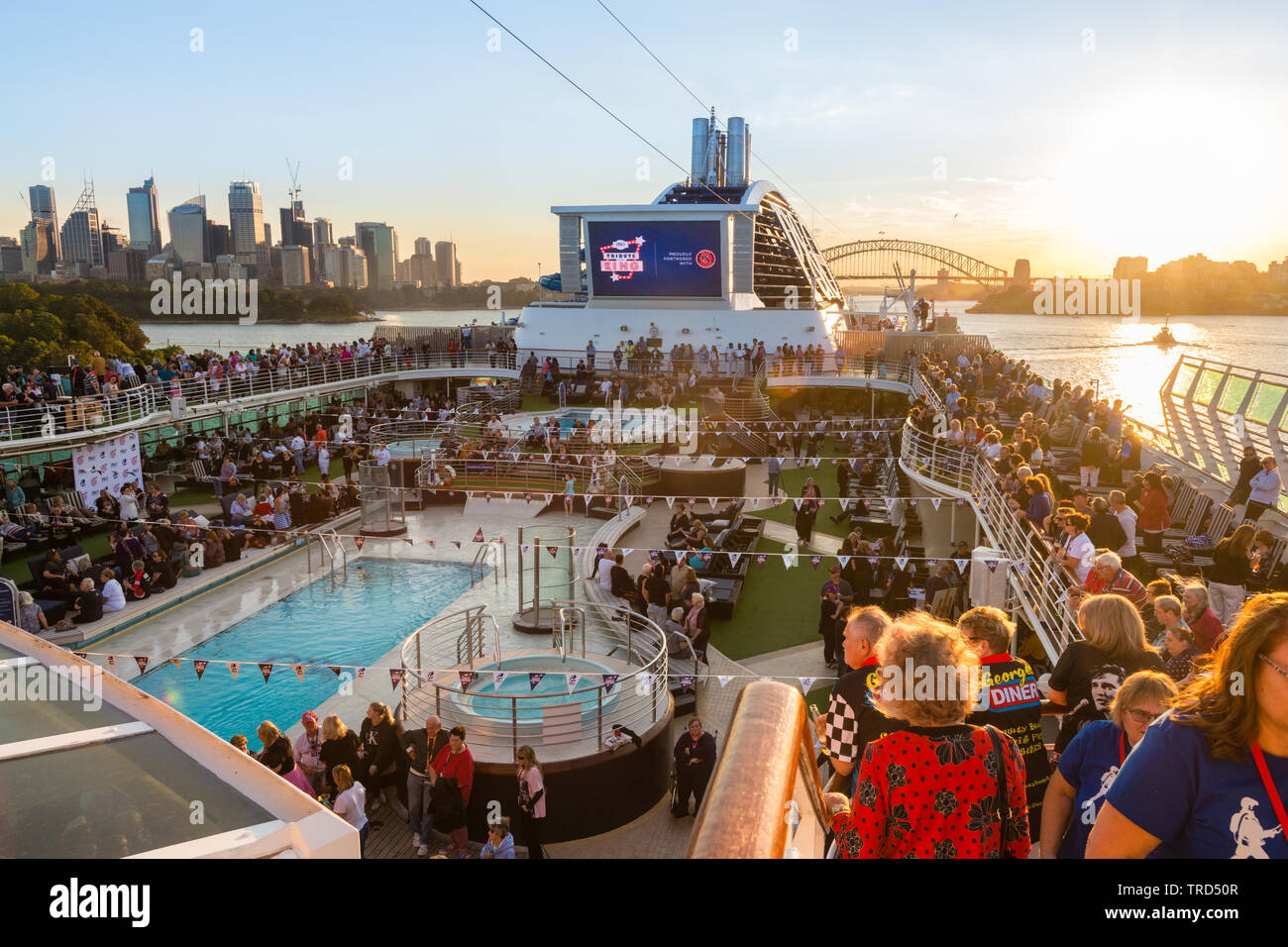 Sydney, Australia - May 18, 2019: P&O hosts its second themed cruise, 'A Tribute to the King', featuring many tribute artists. P&O has launched a numb Stock Photo