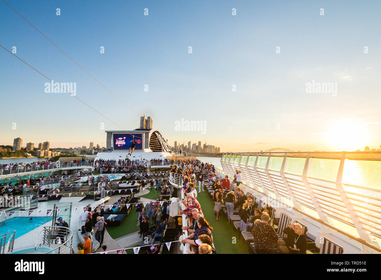 Sydney, Australia - May 18, 2019: P&O hosts its second themed cruise, 'A Tribute to the King', departing Sydney, Australia. Stock Photo
