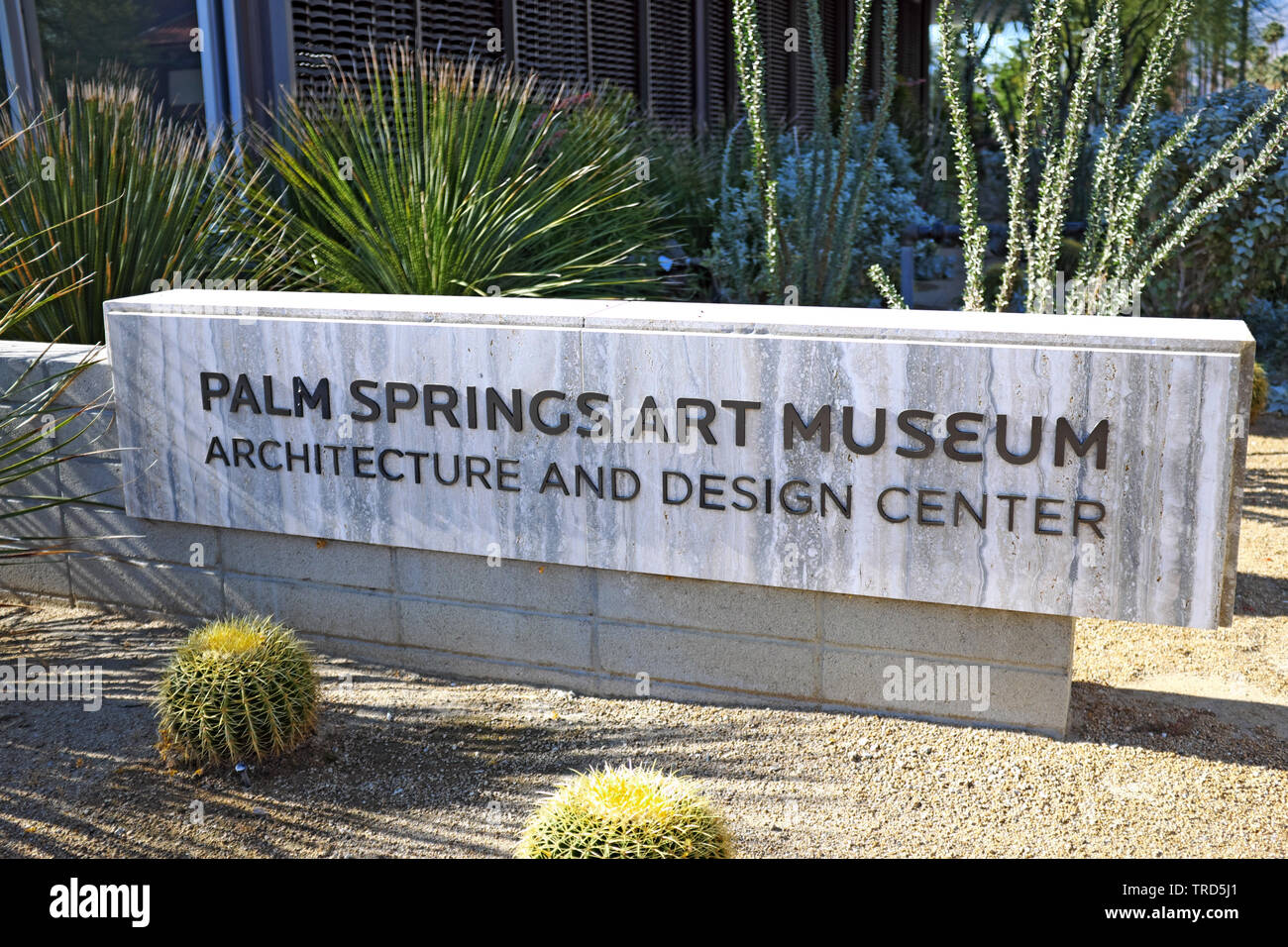 Palm Springs Art Museum Architecture and Design Center in Palm Springs, California, opened in 2014,  is the third art museum campus. Stock Photo