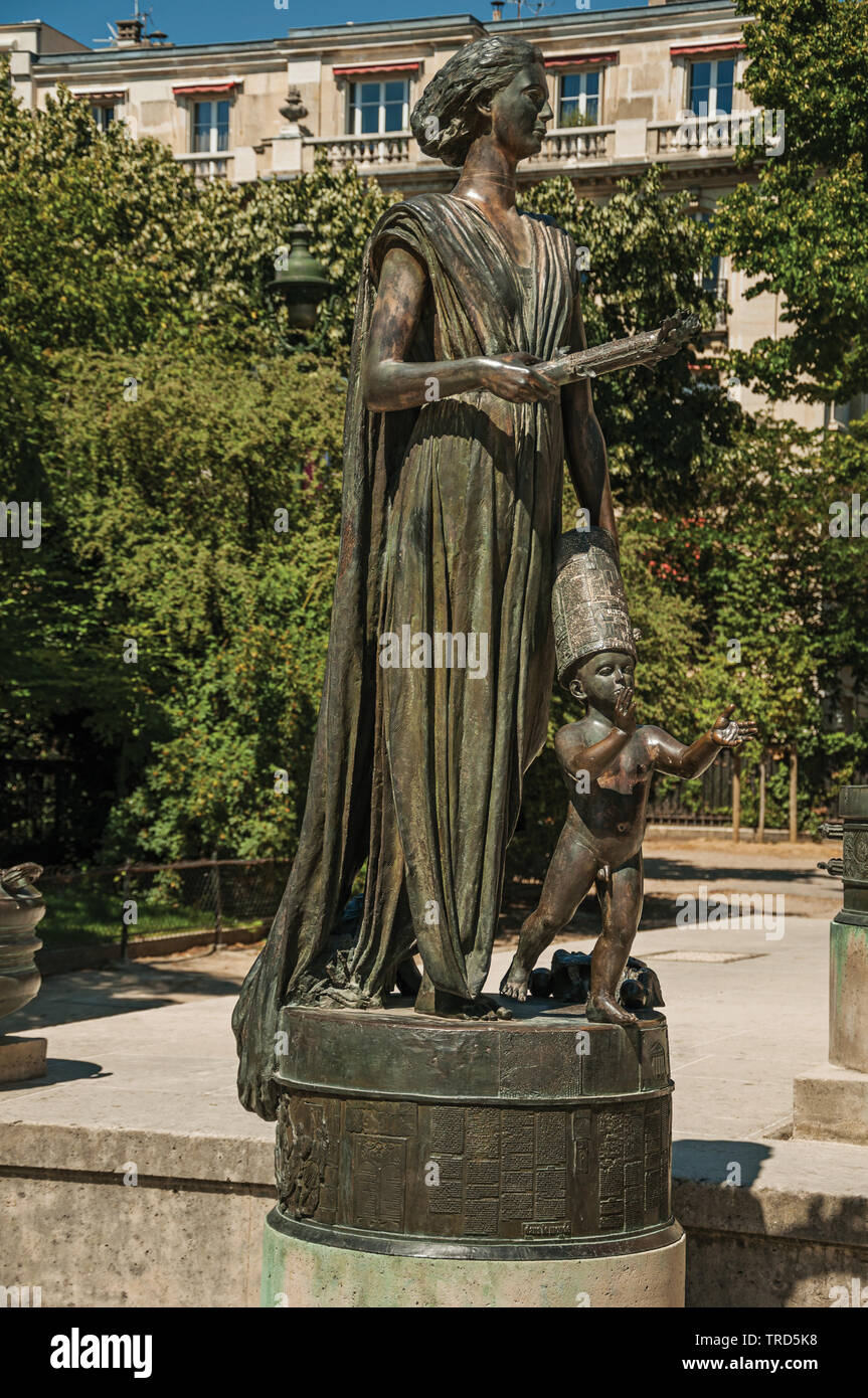 Bronze statue of woman with dress and a child at the Human Rights ...