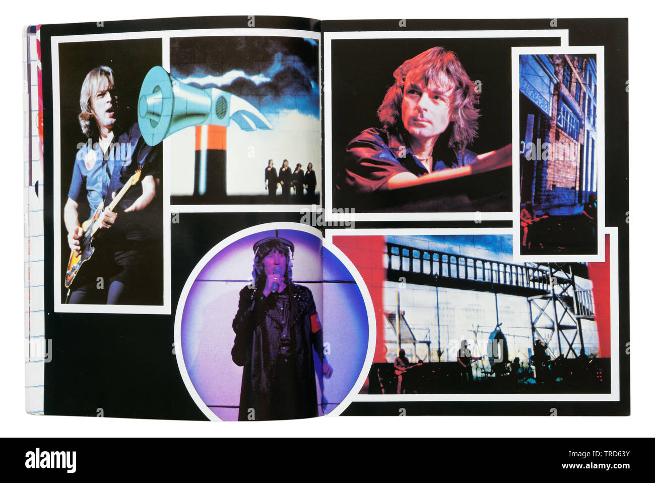 Photos of Pink Floyd playing live from Pink Floyd The Wall guitar tablature book Stock Photo