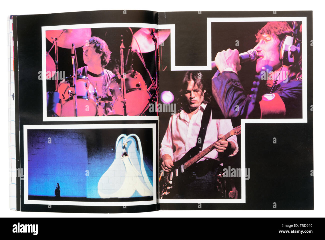 Photos of Pink Floyd playing live from Pink Floyd The Wall guitar tablature book Stock Photo