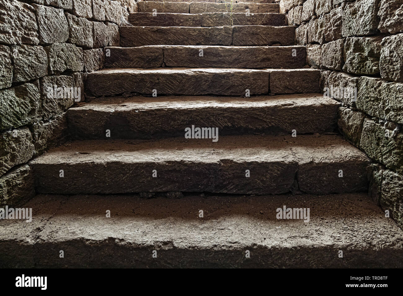 Ancient stone stairs in the fortress Stock Photo