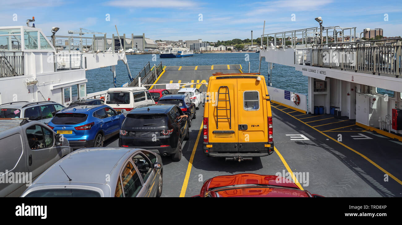 Torpoint Ferry crossing the River Tamar towards Plymouth Stock Photo ...