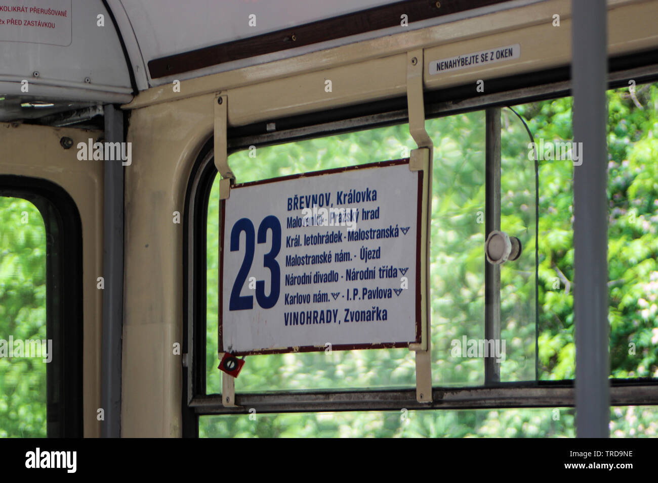 Sightseeing tram line 23 in Prague, Czech Republic Stock Photo
