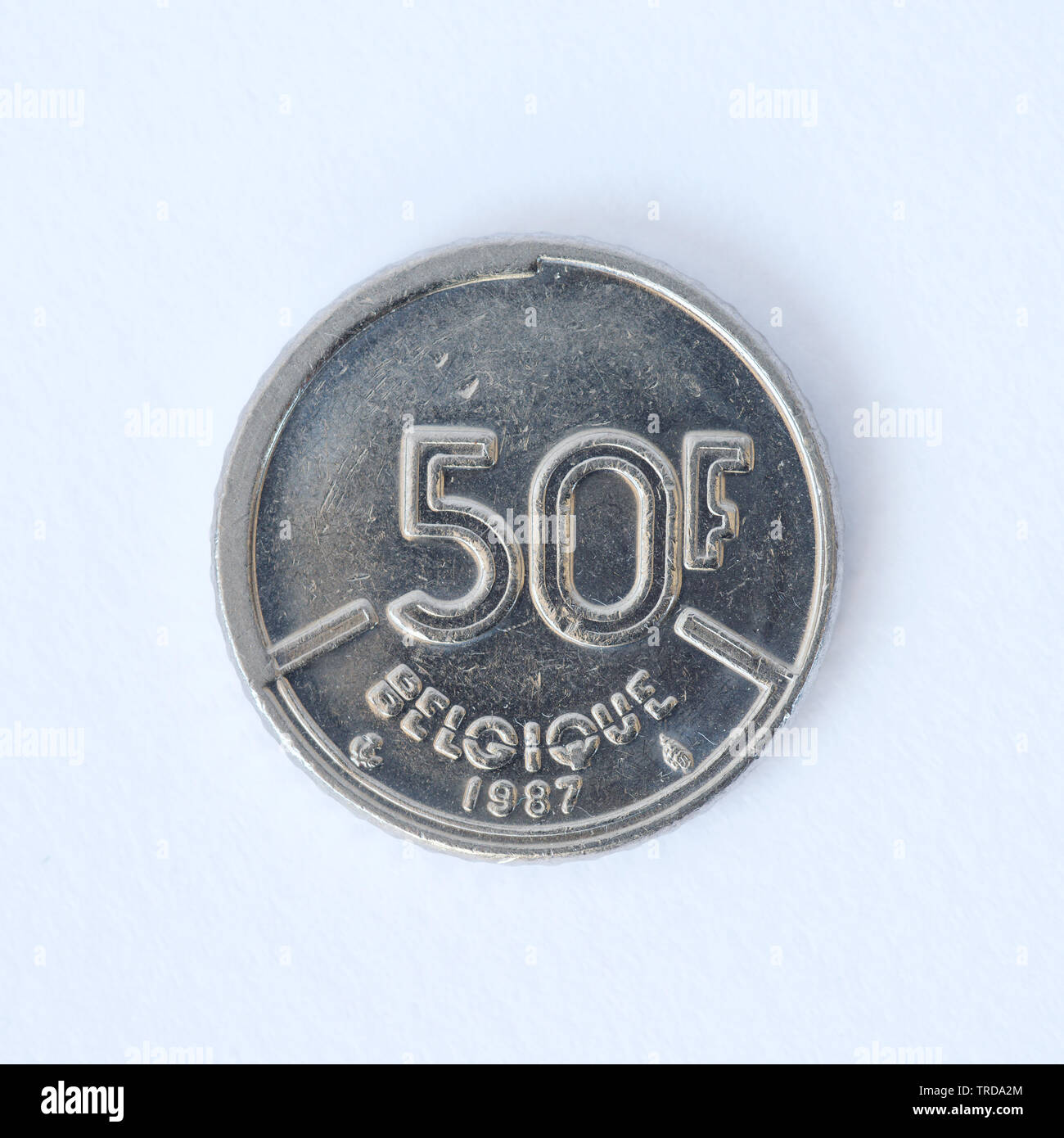 Belgium 50 Francs - Baudouin I Coin - 1987 Stock Photo