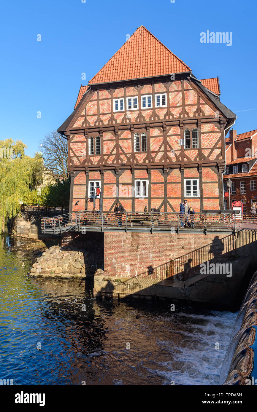 Luneburg, Germany - November 03, 2018: Half-timbered house at old harbor in Luneburg Stock Photo
