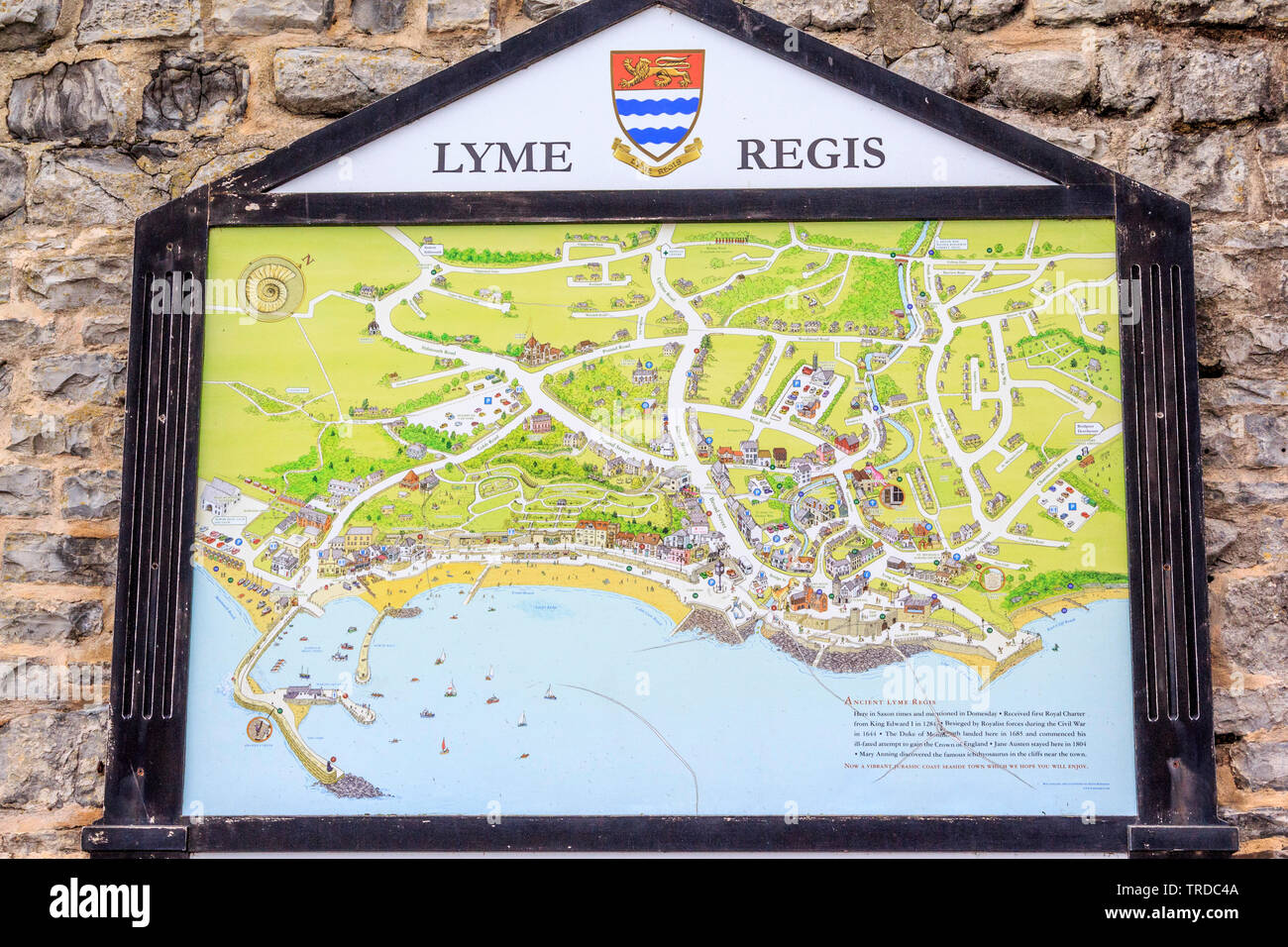 Lyme Regis Town Map Lyme Regis Map Town Centre Seaside Town Beach , Dorset, England, Uk, Gb  Stock Photo - Alamy