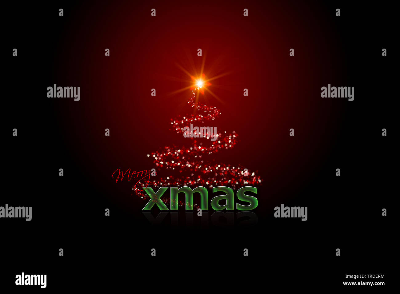 illuminated Christmas tree, computer graphic Stock Photo