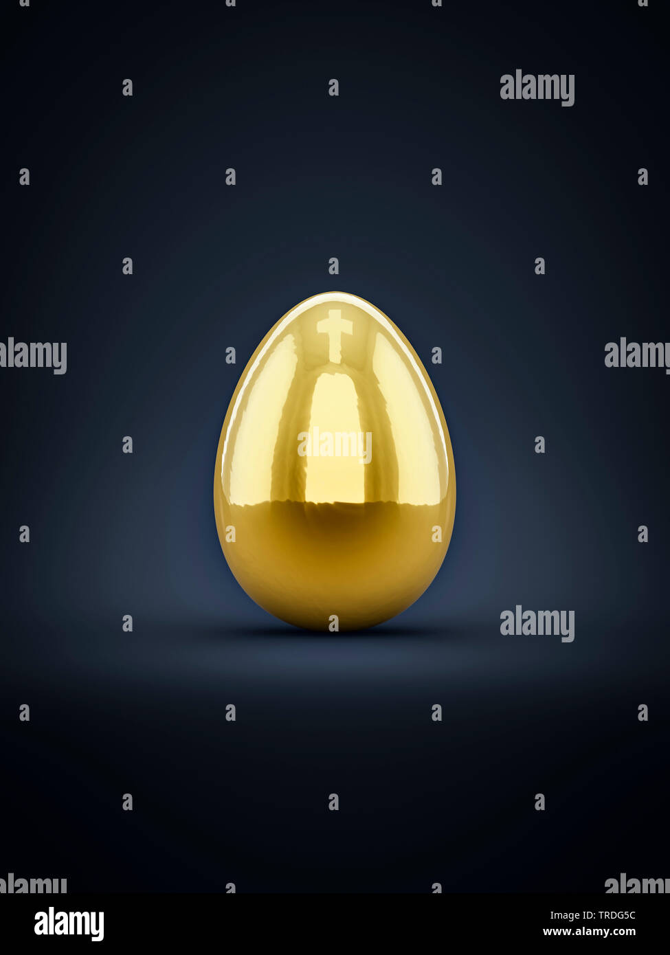 Ester card - Golden Easter egg against black background Stock Photo