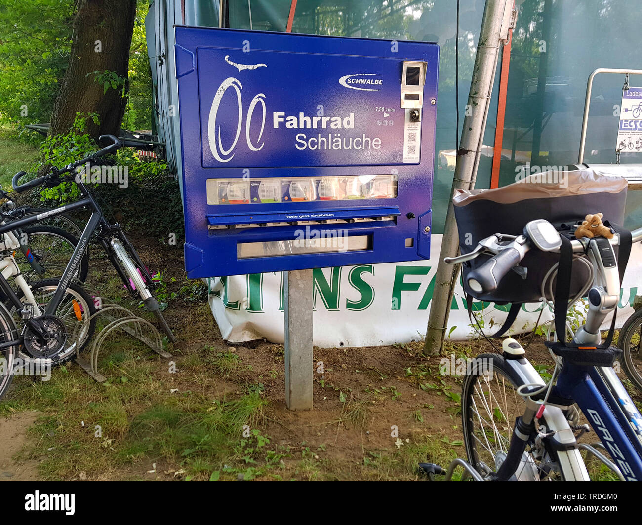 vending machine for bicycle inner tubes, Germany Stock Photo