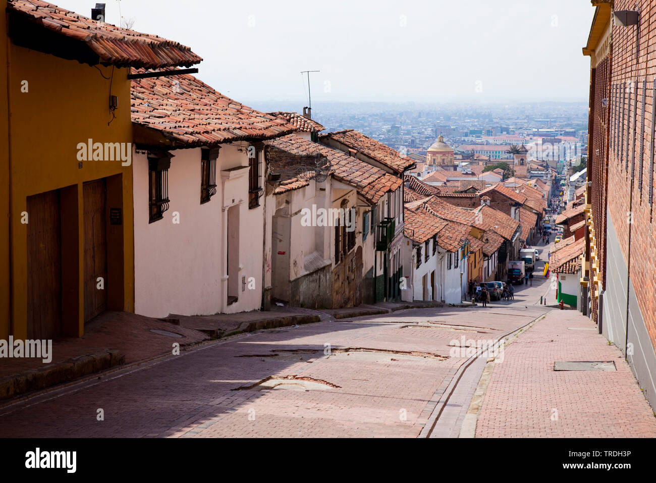view from sloping road to the town, Colombia, Bogota Stock Photo