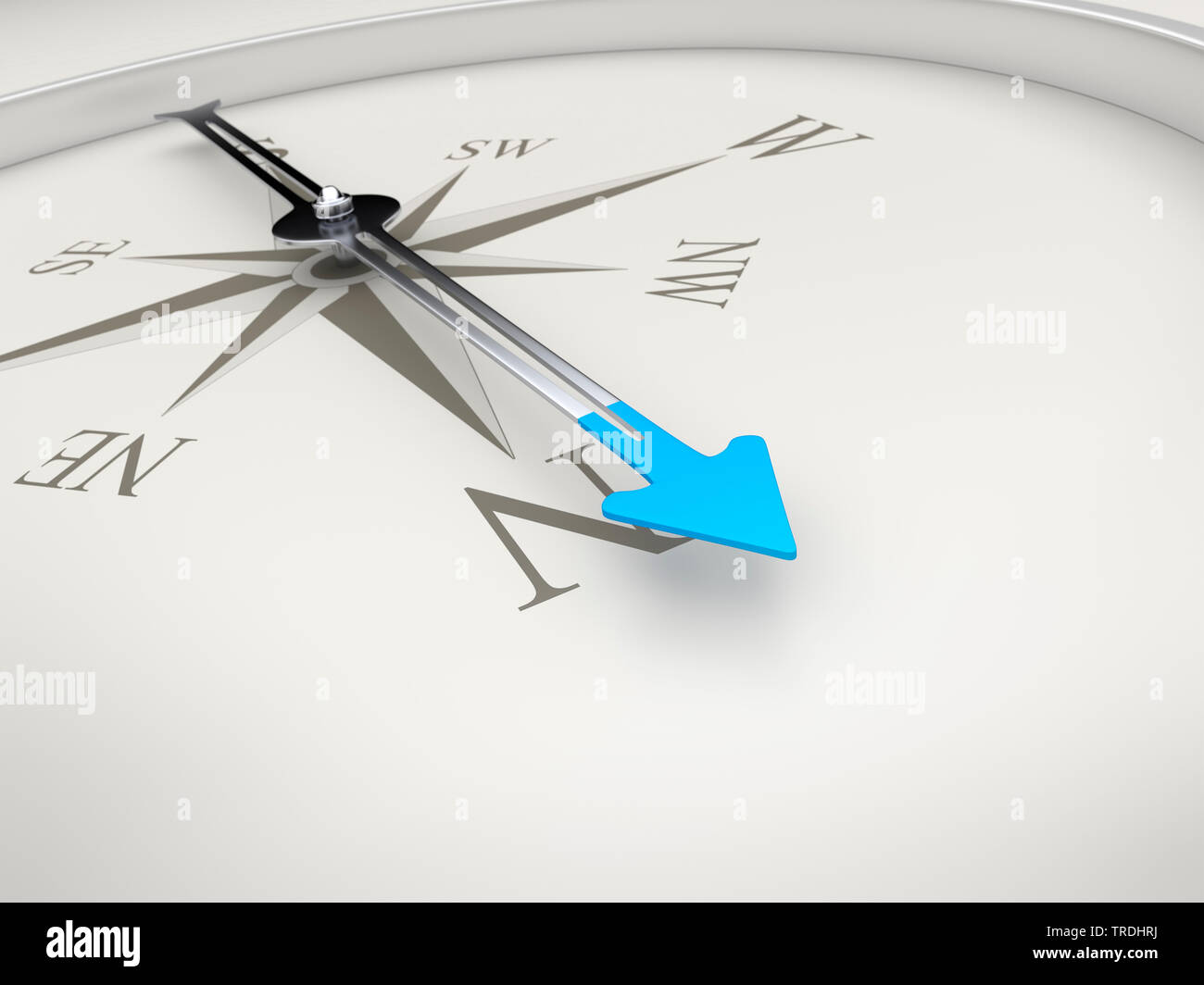 3D computer graphic, compass in white color without lettering with