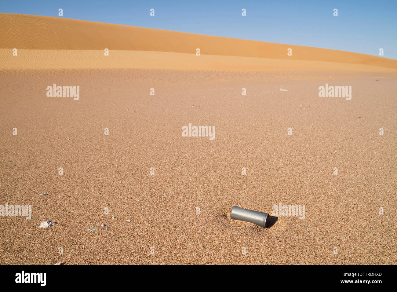 Cartridge-case left behind in central desert of Oman, Oman Stock Photo