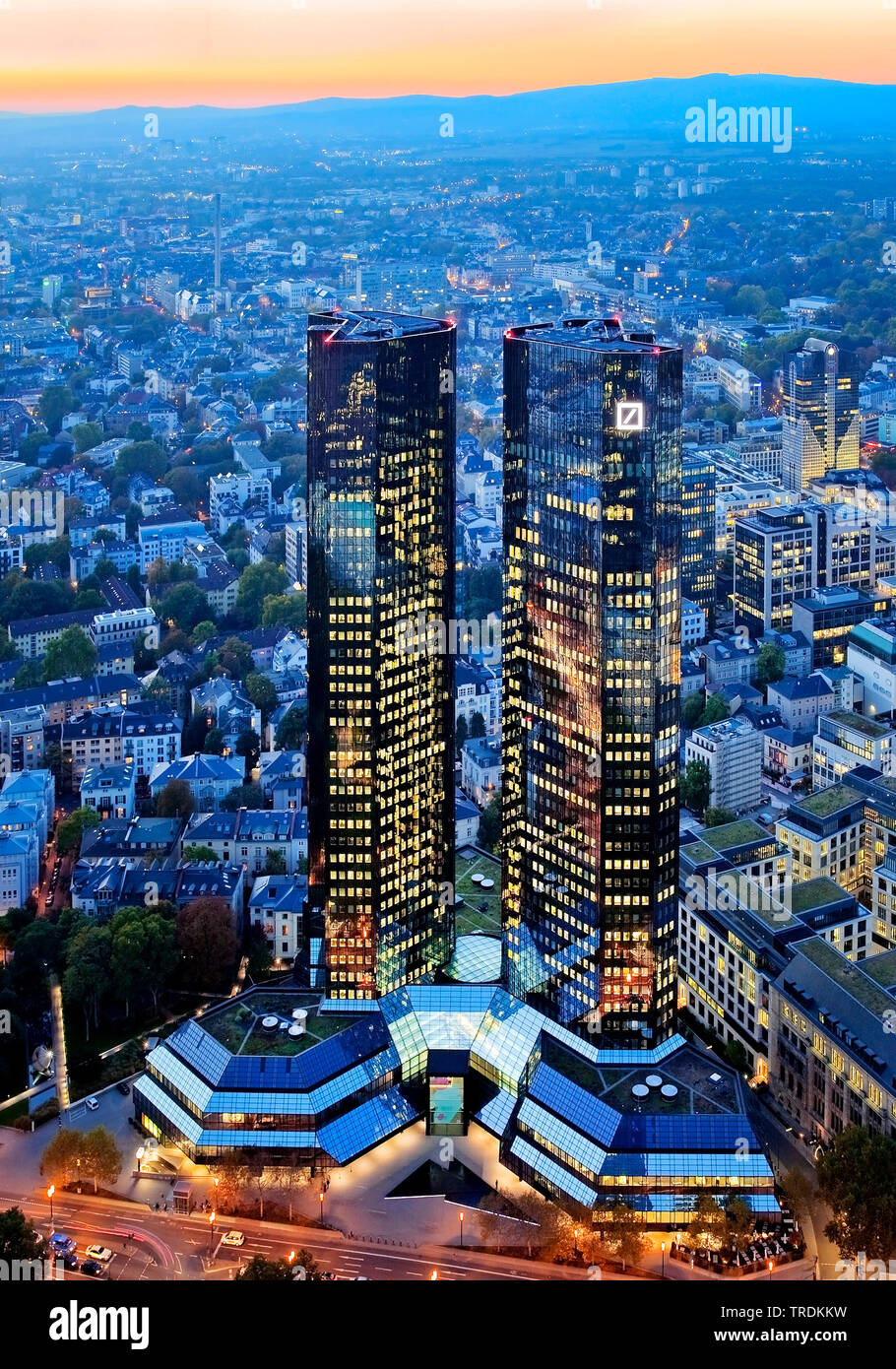 Buildings Of Deutsche Bank In The Evening Germany Hesse