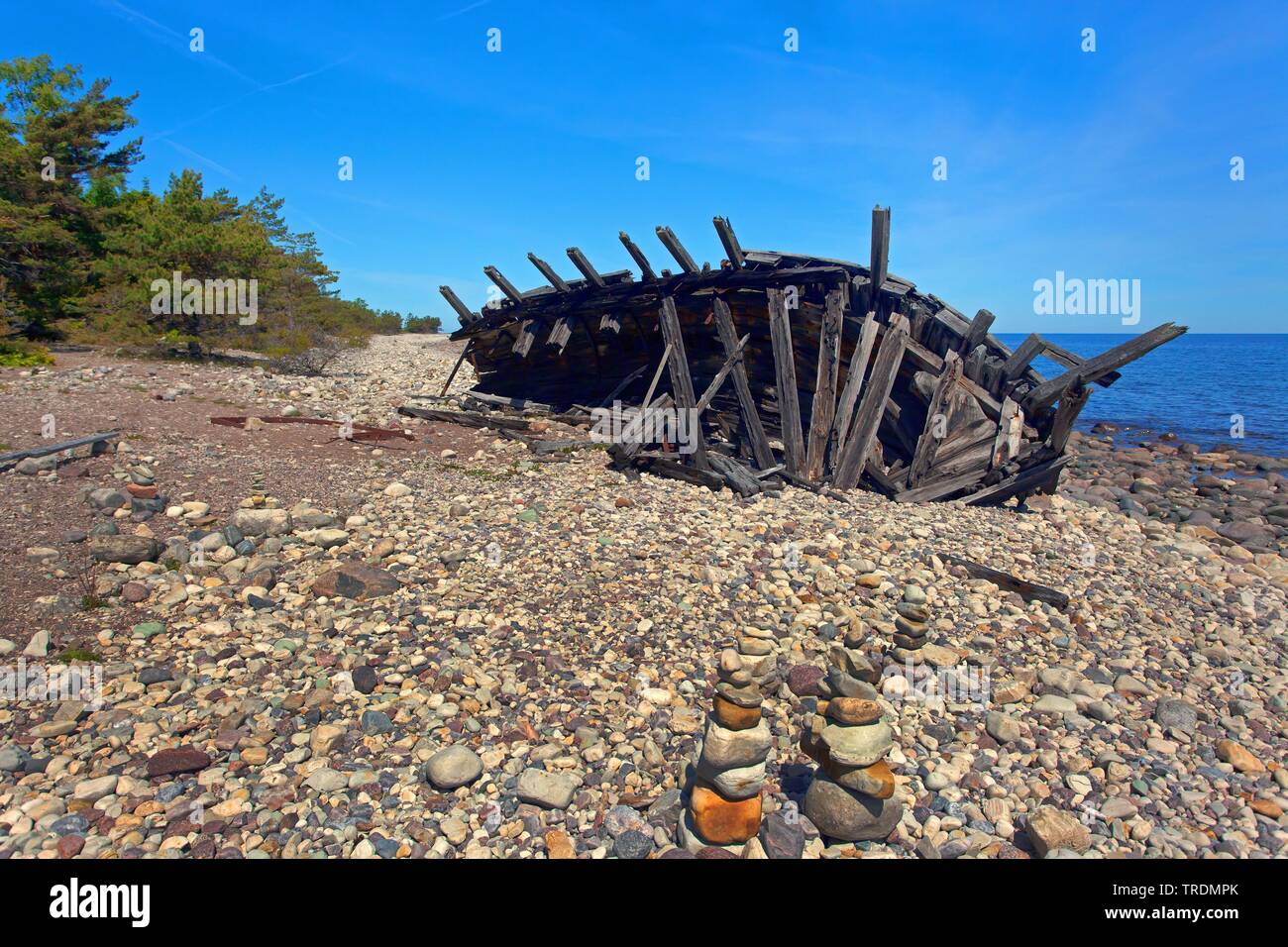 wrak of the Swoks, Sweden, Oeland Stock Photo