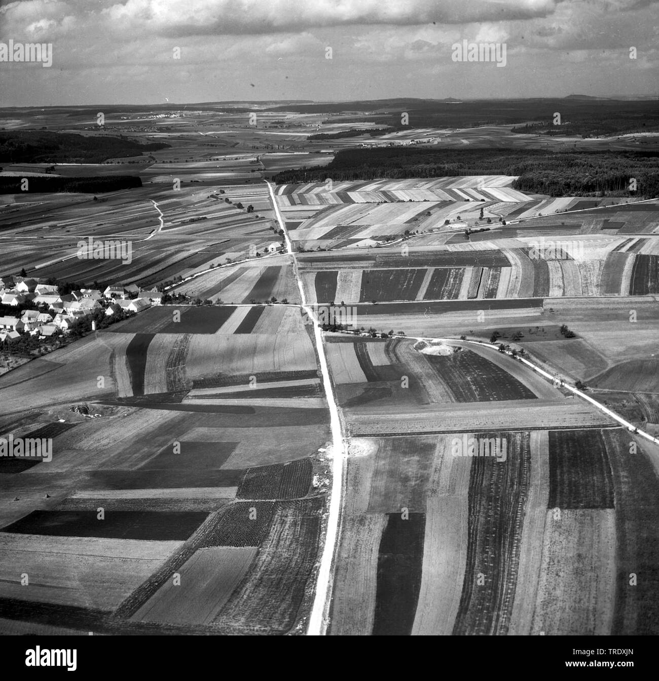 field landscape before land consolidation in Bayaria, aerial picture from the year 1960, Germany, Bavaria Stock Photo