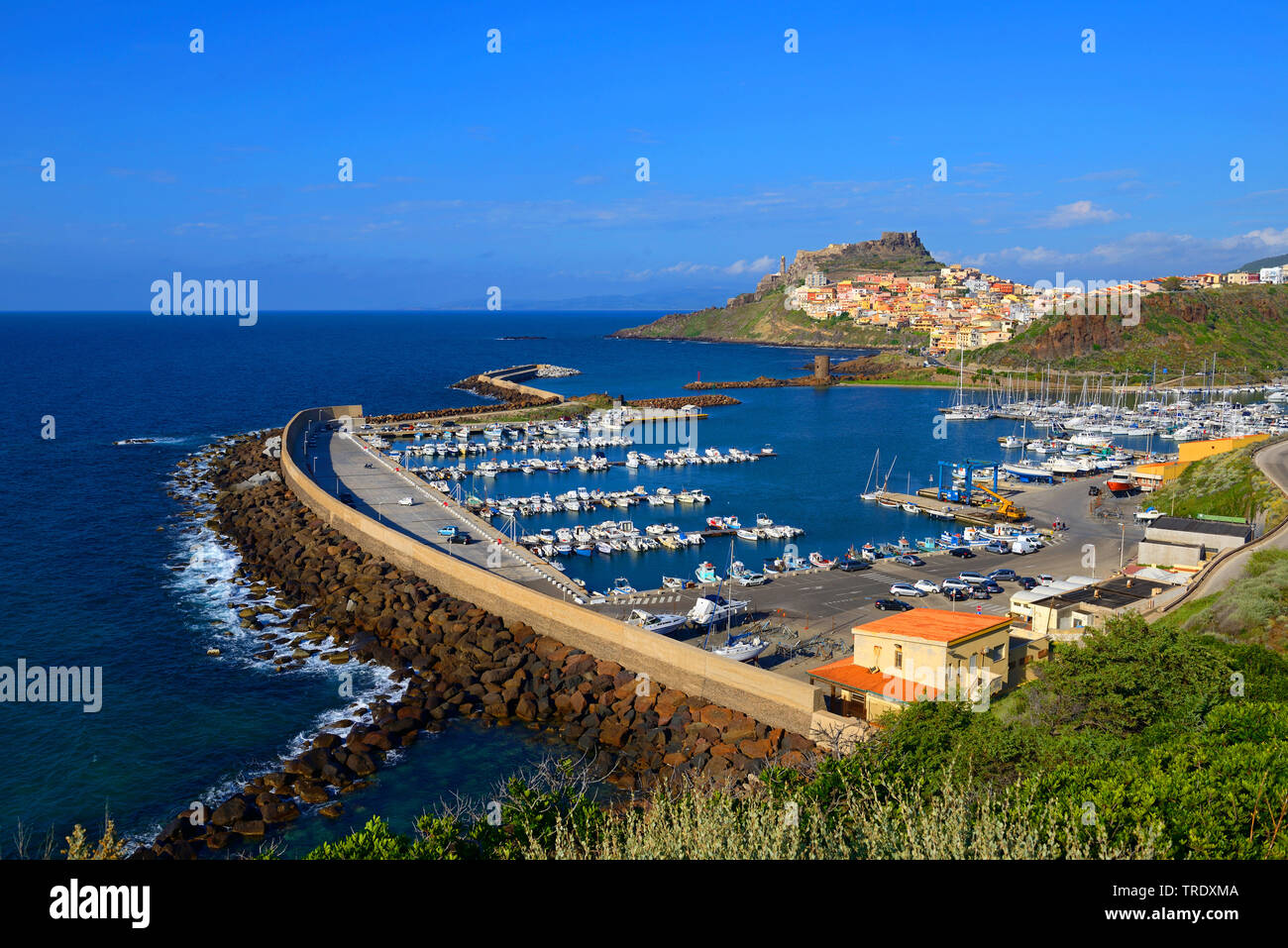 Harbour and village, Italy, Sardegna, Castelsardo Stock Photo