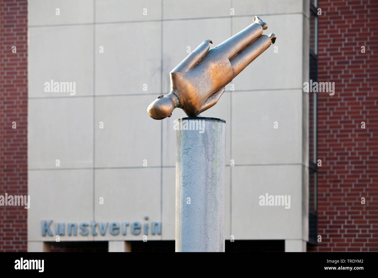 sculpture 'Lebenskuenstler - hedonist' in front of the Kunstverein Coesfeld, Germany, North Rhine-Westphalia, Coesfeld Stock Photo