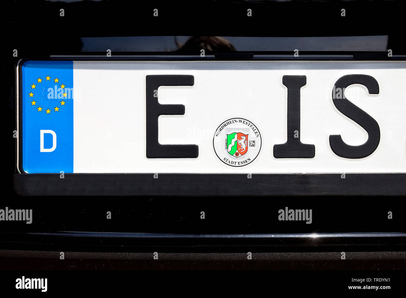 license plate E IS, Germany, North Rhine-Westphalia, Ruhr Area, Essen Stock Photo