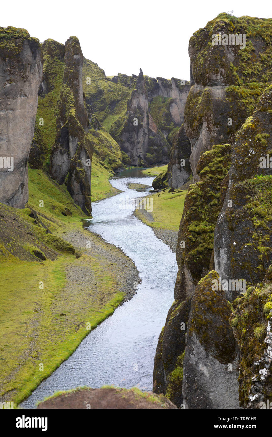 canyon Fjathrargljufur, Iceland, Kirkjubaejarklaustur Stock Photo