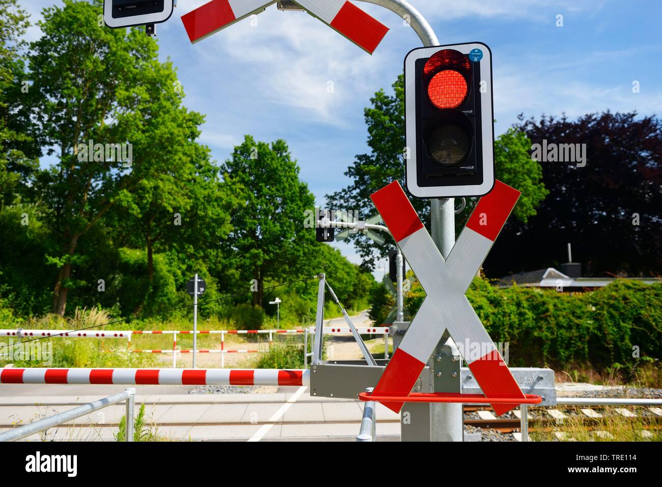 Rail Crossing Warning Lights High Resolution Stock Photography and