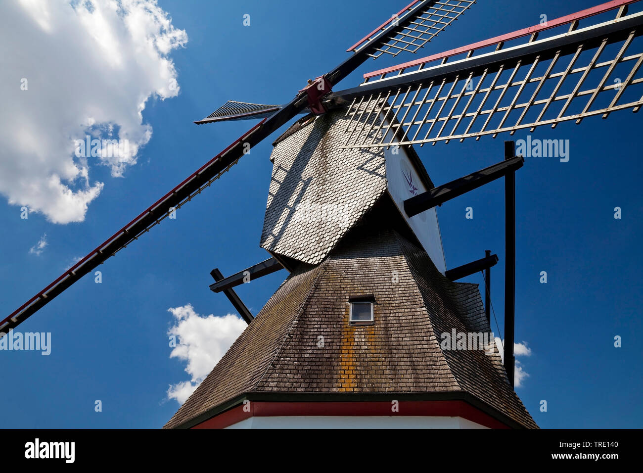 Koker mill in Walbeck, Germany, North Rhine-Westphalia, Lower Rhine, Geldern Stock Photo