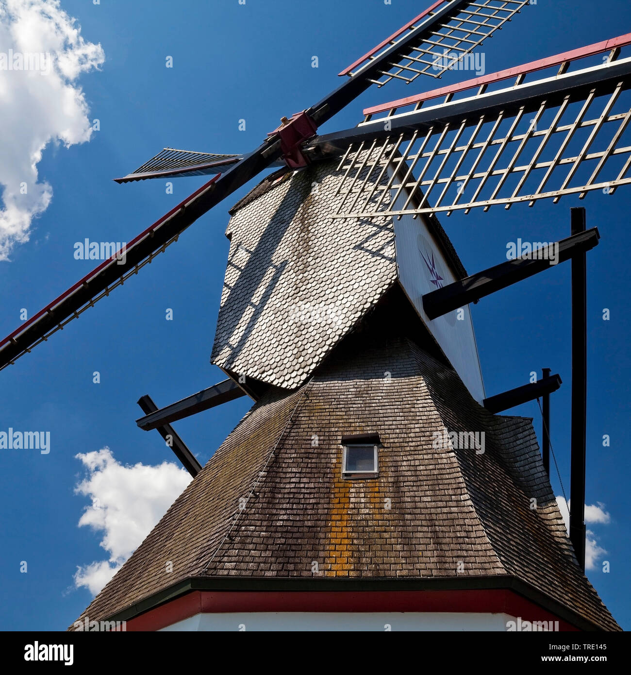 Koker mill in Walbeck, Germany, North Rhine-Westphalia, Lower Rhine, Geldern Stock Photo
