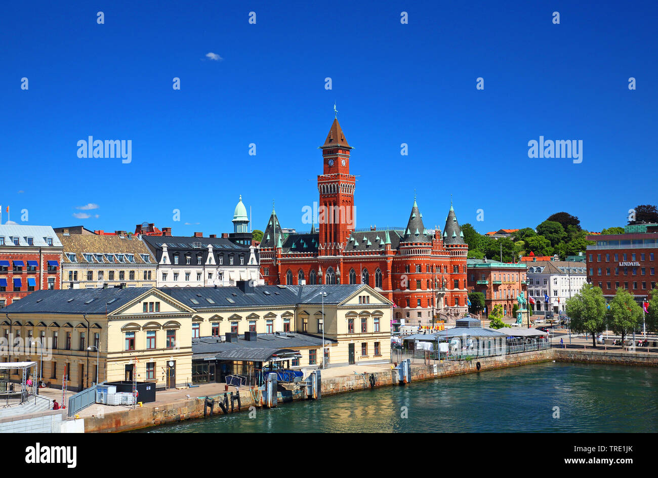 harbour and town hall, Sweden, Helsingborg Stock Photo