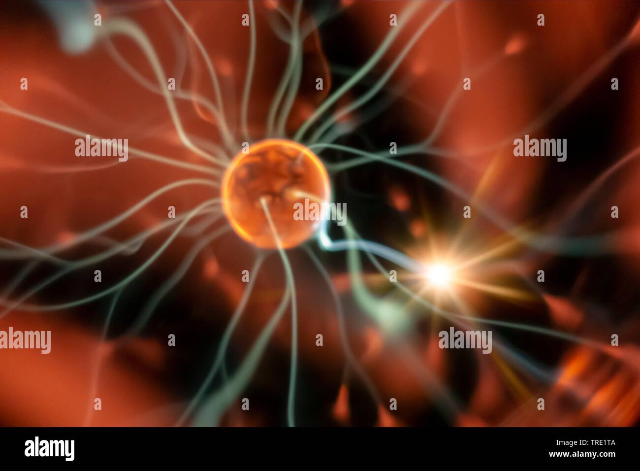 plasma lamp with moving light beams Stock Photo