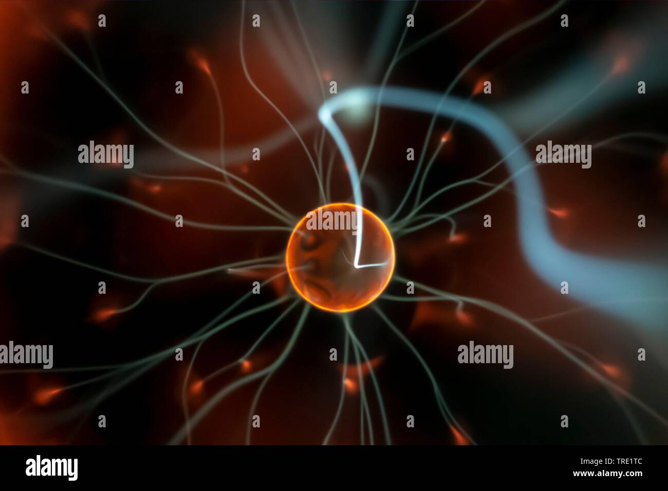 plasma lamp with moving light beams Stock Photo
