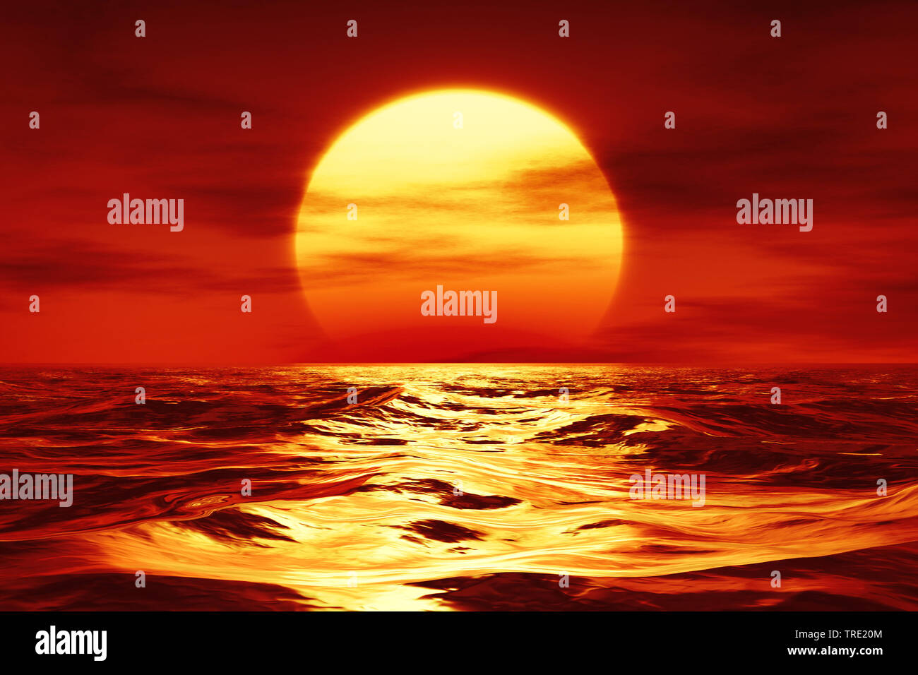 sunset over the sea, computer graphik Stock Photo - Alamy