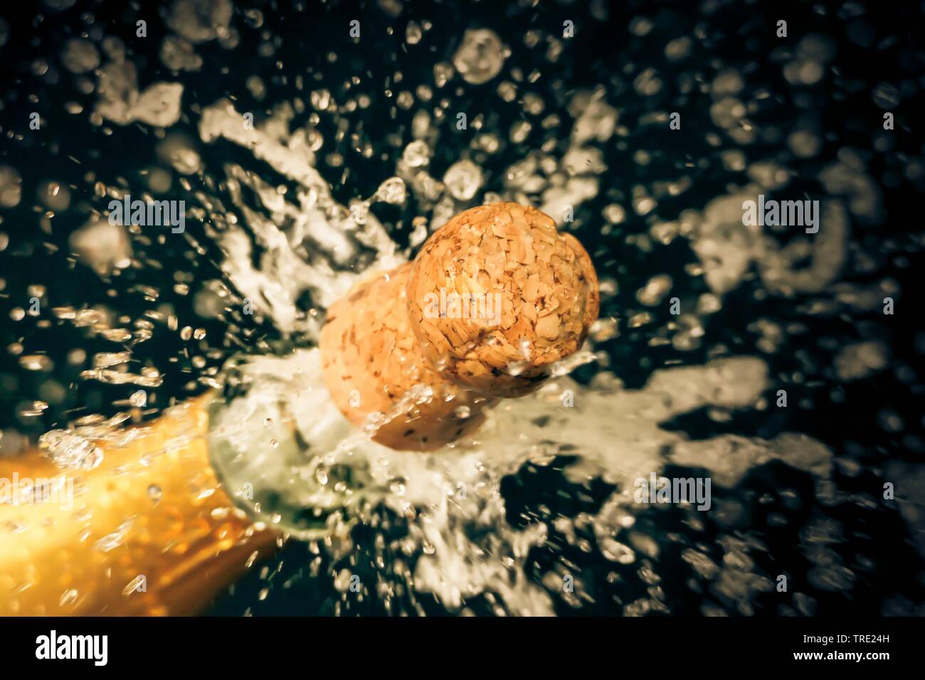 champagne cork popping out Stock Photo Alamy