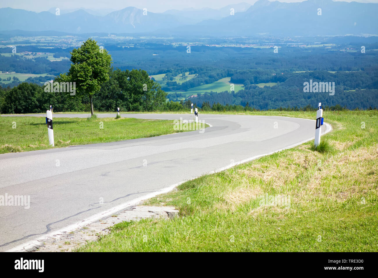 curve on the way to the Hoher Peissenberg, Germany, Bavaria Stock Photo