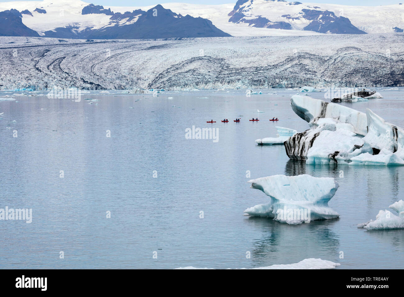 Glacial lake Joekulsarlon with thrifting icebergs, Iceland, Vatnajoekull National Park Stock Photo